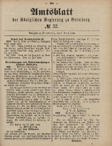 Amtsblatt der Königlichen Preußischen Regierung zu Bromberg, 8. August 1884, Nr. 32