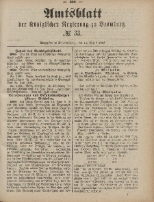 Amtsblatt der Königlichen Preußischen Regierung zu Bromberg, 15. August 1884, Nr. 33