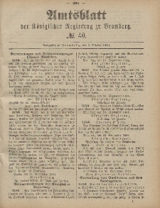 Amtsblatt der Königlichen Preußischen Regierung zu Bromberg, 3. Oktober 1884, Nr. 40