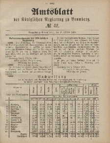Amtsblatt der Königlichen Preußischen Regierung zu Bromberg, 17. Oktober 1884, Nr. 42