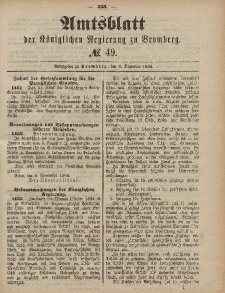 Amtsblatt der Königlichen Preußischen Regierung zu Bromberg, 5. Dezember 1884, Nr. 49