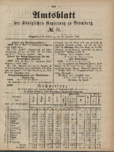Amtsblatt der Königlichen Preußischen Regierung zu Bromberg, 19. Dezember 1884, Nr. 51