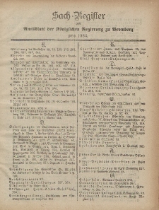 Amtsblatt der Königlichen Preußischen Regierung zu Bromberg, 1884 (Sach-Register)