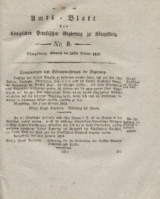 Amts-Blatt der Königlichen Preußischen Regierung zu Königsberg, Mittwoch, 24. Februar 1830, Nr. 8