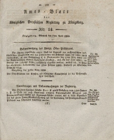 Amts-Blatt der Königlichen Preußischen Regierung zu Königsberg, Mittwoch, 7. April 1830, Nr. 14
