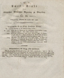 Amts-Blatt der Königlichen Preußischen Regierung zu Königsberg, Mittwoch, 21. April 1830, Nr. 16