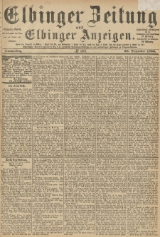 Elbinger Zeitung und Elbinger Anzeigen, Nr. 305 Donnerstag 30. Dezember 1886