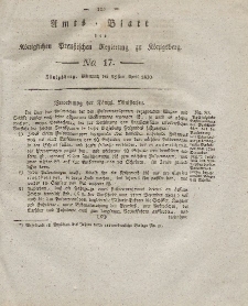 Amts-Blatt der Königlichen Preußischen Regierung zu Königsberg, Mittwoch, 28. April 1830, Nr. 17