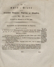 Amts-Blatt der Königlichen Preußischen Regierung zu Königsberg, Mittwoch, 2. Juni 1830, Nr. 22