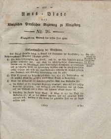 Amts-Blatt der Königlichen Preußischen Regierung zu Königsberg, Mittwoch, 30. Juni 1830, Nr. 26