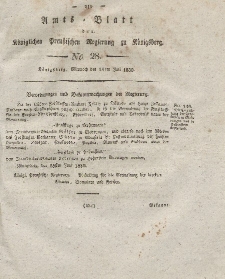 Amts-Blatt der Königlichen Preußischen Regierung zu Königsberg, Mittwoch, 14. Juli 1830, Nr. 28