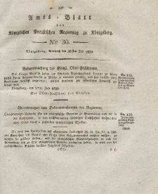 Amts-Blatt der Königlichen Preußischen Regierung zu Königsberg, Mittwoch, 28. Juli 1830, Nr. 30