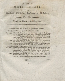 Amts-Blatt der Königlichen Preußischen Regierung zu Königsberg, Mittwoch, 6. Oktober 1830, Nr. 40