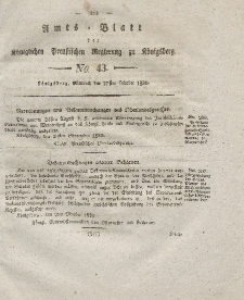Amts-Blatt der Königlichen Preußischen Regierung zu Königsberg, Mittwoch, 27. Oktober 1830, Nr. 43
