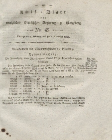 Amts-Blatt der Königlichen Preußischen Regierung zu Königsberg, Mittwoch, 10. November 1830, Nr. 45