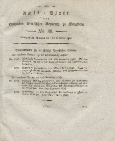 Amts-Blatt der Königlichen Preußischen Regierung zu Königsberg, Mittwoch, 1. Dezember 1830, Nr. 48