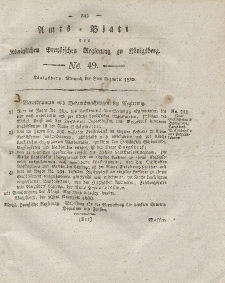 Amts-Blatt der Königlichen Preußischen Regierung zu Königsberg, Mittwoch, 8. Dezember 1830, Nr. 49