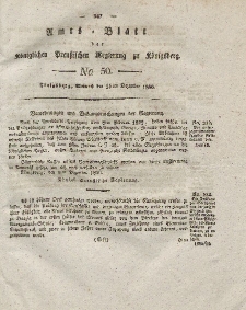 Amts-Blatt der Königlichen Preußischen Regierung zu Königsberg, Mittwoch, 15. Dezember 1830, Nr. 50