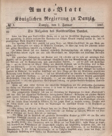 Amts-Blatt der Königlichen Regierung zu Danzig, 2. Januar 1867, Nr. 1