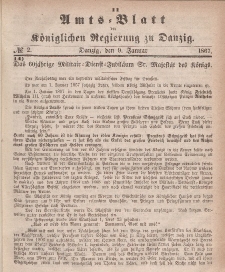 Amts-Blatt der Königlichen Regierung zu Danzig, 9. Januar 1867, Nr. 2