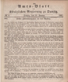 Amts-Blatt der Königlichen Regierung zu Danzig, 23. Januar 1867, Nr. 4