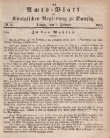 Amts-Blatt der Königlichen Regierung zu Danzig, 6. Februar 1867, Nr. 6
