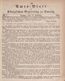 Amts-Blatt der Königlichen Regierung zu Danzig, 13. Februar 1867, Nr. 7