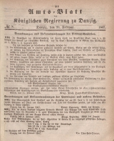 Amts-Blatt der Königlichen Regierung zu Danzig, 20. Februar 1867, Nr. 8