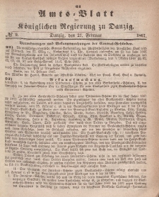 Amts-Blatt der Königlichen Regierung zu Danzig, 27. Februar 1867, Nr. 9