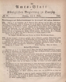 Amts-Blatt der Königlichen Regierung zu Danzig, 6. März 1867, Nr. 10