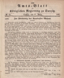 Amts-Blatt der Königlichen Regierung zu Danzig, 27. März 1867, Nr. 13