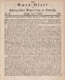 Amts-Blatt der Königlichen Regierung zu Danzig, 3. April 1867, Nr. 14