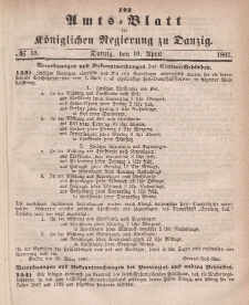 Amts-Blatt der Königlichen Regierung zu Danzig, 10. April 1867, Nr. 15