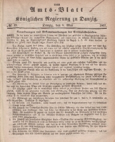 Amts-Blatt der Königlichen Regierung zu Danzig, 8. Mai 1867, Nr. 19