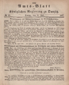 Amts-Blatt der Königlichen Regierung zu Danzig, 10. Juli 1867, Nr. 28