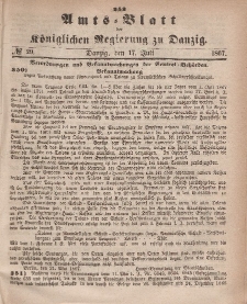 Amts-Blatt der Königlichen Regierung zu Danzig, 17. Juli 1867, Nr. 29