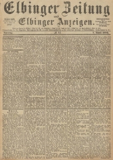 Elbinger Zeitung und Elbinger Anzeigen, Nr. 83 Sonntag 7. April 1889