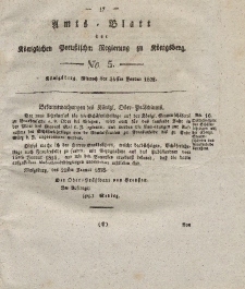 Amts-Blatt der Königlichen Preußischen Regierung zu Königsberg, Mittwoch, 30. Januar 1828, Nr. 5