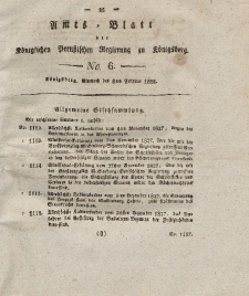 Amts-Blatt der Königlichen Preußischen Regierung zu Königsberg, Mittwoch, 6. Februar 1828, Nr. 6
