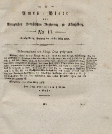 Amts-Blatt der Königlichen Preußischen Regierung zu Königsberg, Mittwoch, 20. März 1828, Nr. 13