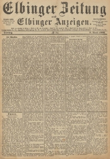 Elbinger Zeitung und Elbinger Anzeigen, Nr. 84 Dienstag 9. April 1889