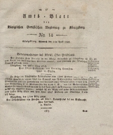 Amts-Blatt der Königlichen Preußischen Regierung zu Königsberg, Mittwoch, 2. April 1828, Nr. 14