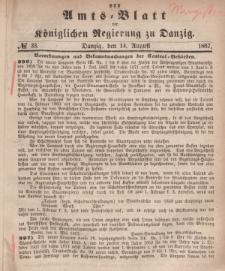 Amts-Blatt der Königlichen Regierung zu Danzig, 14. August 1867, Nr. 33