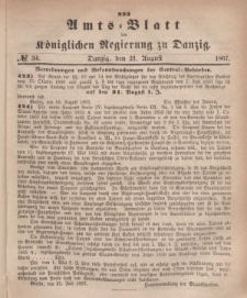 Amts-Blatt der Königlichen Regierung zu Danzig, 21. August 1867, Nr. 34