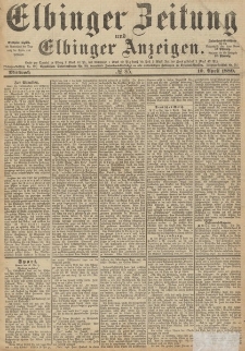 Elbinger Zeitung und Elbinger Anzeigen, Nr. 85 Mittwoch 10. April 1889