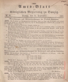 Amts-Blatt der Königlichen Regierung zu Danzig, 18. September 1867, Nr. 38