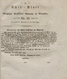 Amts-Blatt der Königlichen Preußischen Regierung zu Königsberg, Mittwoch, 7. Mai 1828, Nr. 19