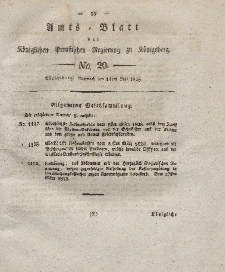 Amts-Blatt der Königlichen Preußischen Regierung zu Königsberg, Mittwoch, 14. Mai 1828, Nr. 20