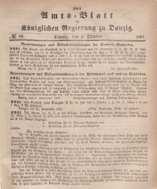 Amts-Blatt der Königlichen Regierung zu Danzig, 2. Oktober 1867, Nr. 40