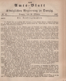 Amts-Blatt der Königlichen Regierung zu Danzig, 16. Oktober 1867, Nr. 42